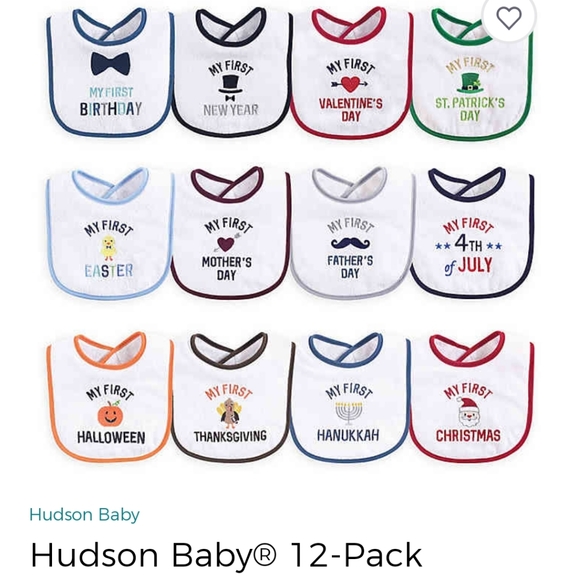 hudson baby 12 holiday bibs
